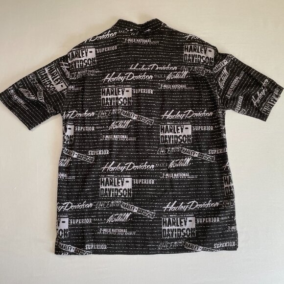 VINTAGE Harley Davidson 2000s Button Shirt Mens M | Black AOP Short Sleeve - Picture 2 of 6